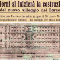 Planimetria del "Villaggio degli operai della Zona Industriale", pubblicata con grande enfasi da "Il Resto del Carlino" del 12 settembre 1942 nelle Cronache Ferraresi.
